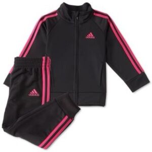 Adidas Black Tracksuit with Pink Stripes - toddler 4t